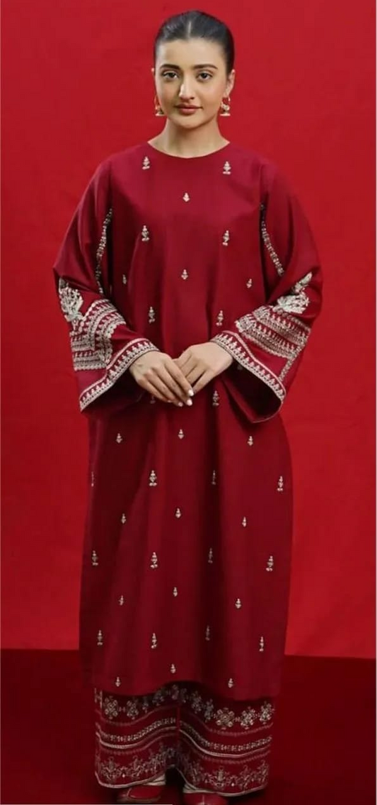 2 Pcs UROJ Dhanak Unstitched Embroidered Suit-KS