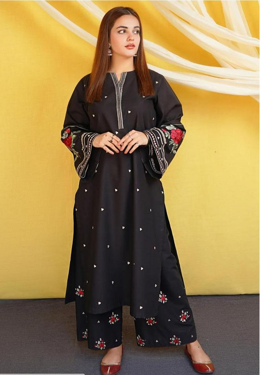 2 Pcs Women's Unstitched Dhanak  Embroidered Suit-KS