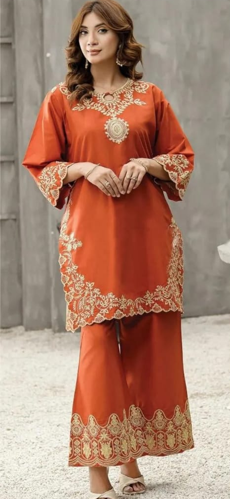 2 Pcs Women's Dhanak Unstitched Embroidered Suit-KS