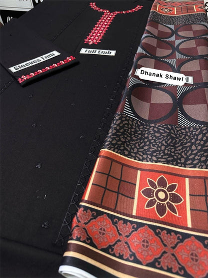 3 Pcs A-SlinG Dhanak Unstitched Embroidered Suit-KS