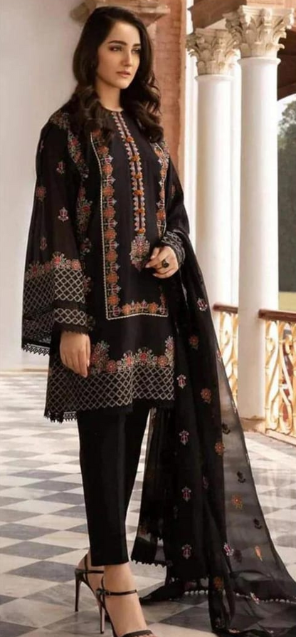 3 Pcs Bareeze Dhanak Unstitched Embroidered Suit-KS
