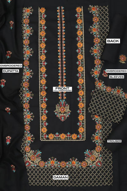 3 Pcs Bareeze Dhanak Unstitched Embroidered Suit-KS
