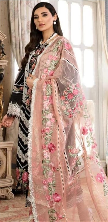 3 Pcs Crimson Dhanak Unstitched Embroidered Suit-KS