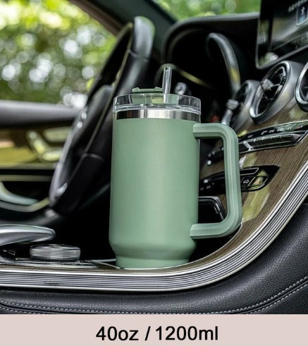 Large Insulated Tumbler with Handle Straw Leakproof Travel Mug