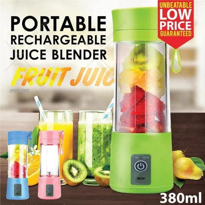 USB Rechargeable Juicer Blender 6 Blades 380ml Portable Electric Smoothie Maker Cup Mini Personal Size Juicer Bottle for Fruits, Shakes, Protein Drinks & Smoothies Travel-Friendly USB Blender Machine for Kitchen & Outdoor Use