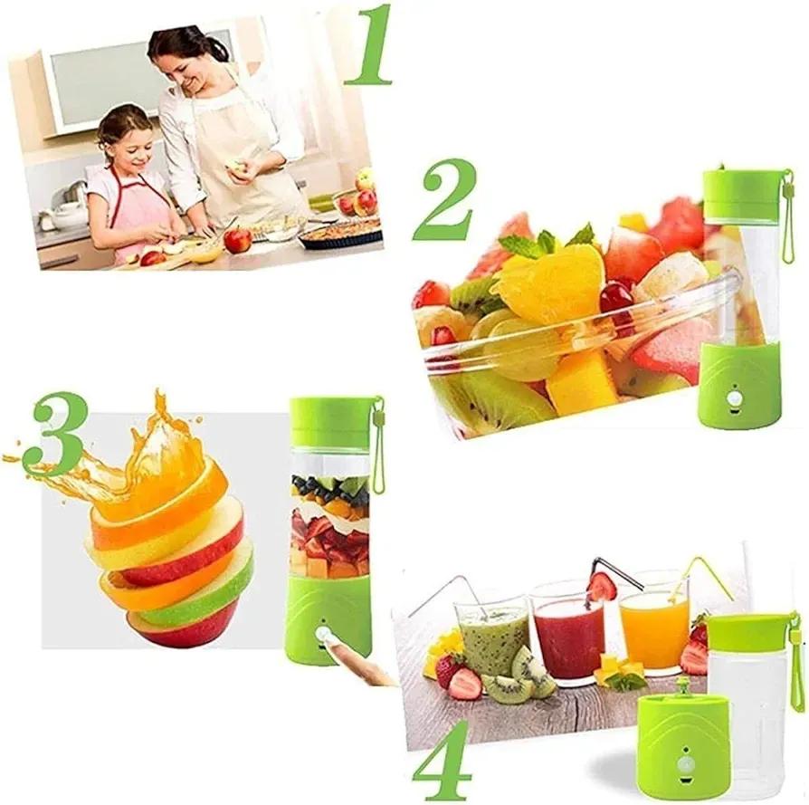 USB Rechargeable Juicer Blender 6 Blades 380ml Portable Electric Smoothie Maker Cup Mini Personal Size Juicer Bottle for Fruits, Shakes, Protein Drinks & Smoothies Travel-Friendly USB Blender Machine for Kitchen & Outdoor Use