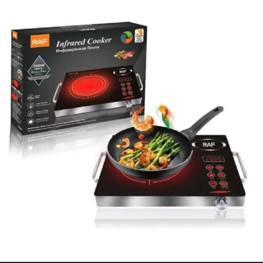 RAF 3500W Infrared Cooker | Multi-Function Electric Hot Plate with Fast Heating Light Wave Technology, Touch Control Panel, Durable Crystal Glass Surface & Energy Efficient Design
