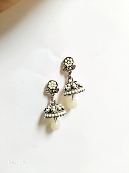 Colorful Oxidized Jhumka Earrings with silver touch