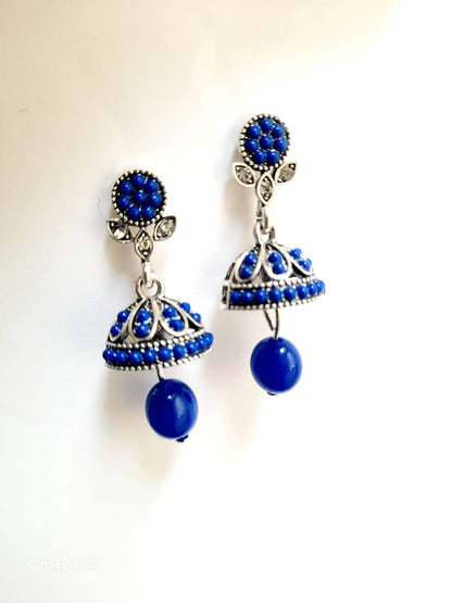 Colorful Oxidized Jhumka Earrings with silver touch