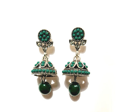 Colorful Oxidized Jhumka Earrings with silver touch