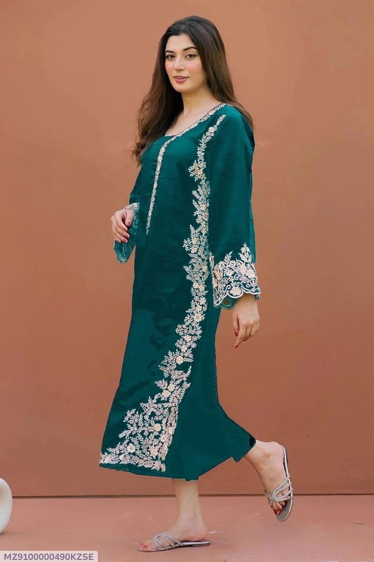 2 Pcs Larabe Dhanak Unstitched Embroidered Suit-KS