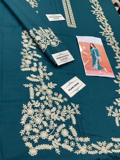 2 Pcs Larabe Dhanak Unstitched Embroidered Suit-KS