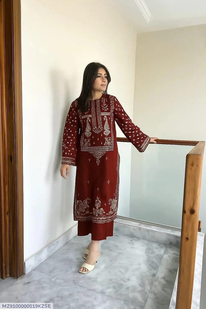 2 Pcs BREEZE Dhanak Unstitched Embroidered Suit-KS