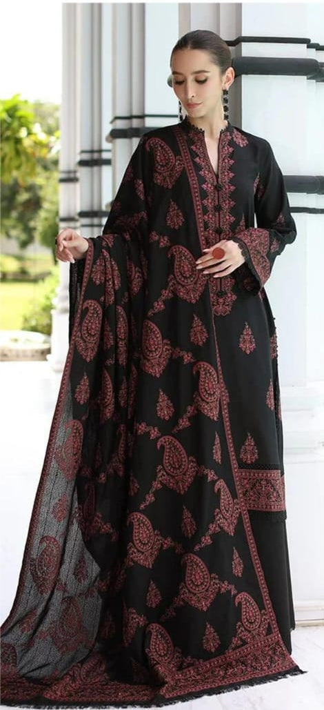 3 Pcs Bareeze Dhanak Unstitched Embroidered Suit-KS