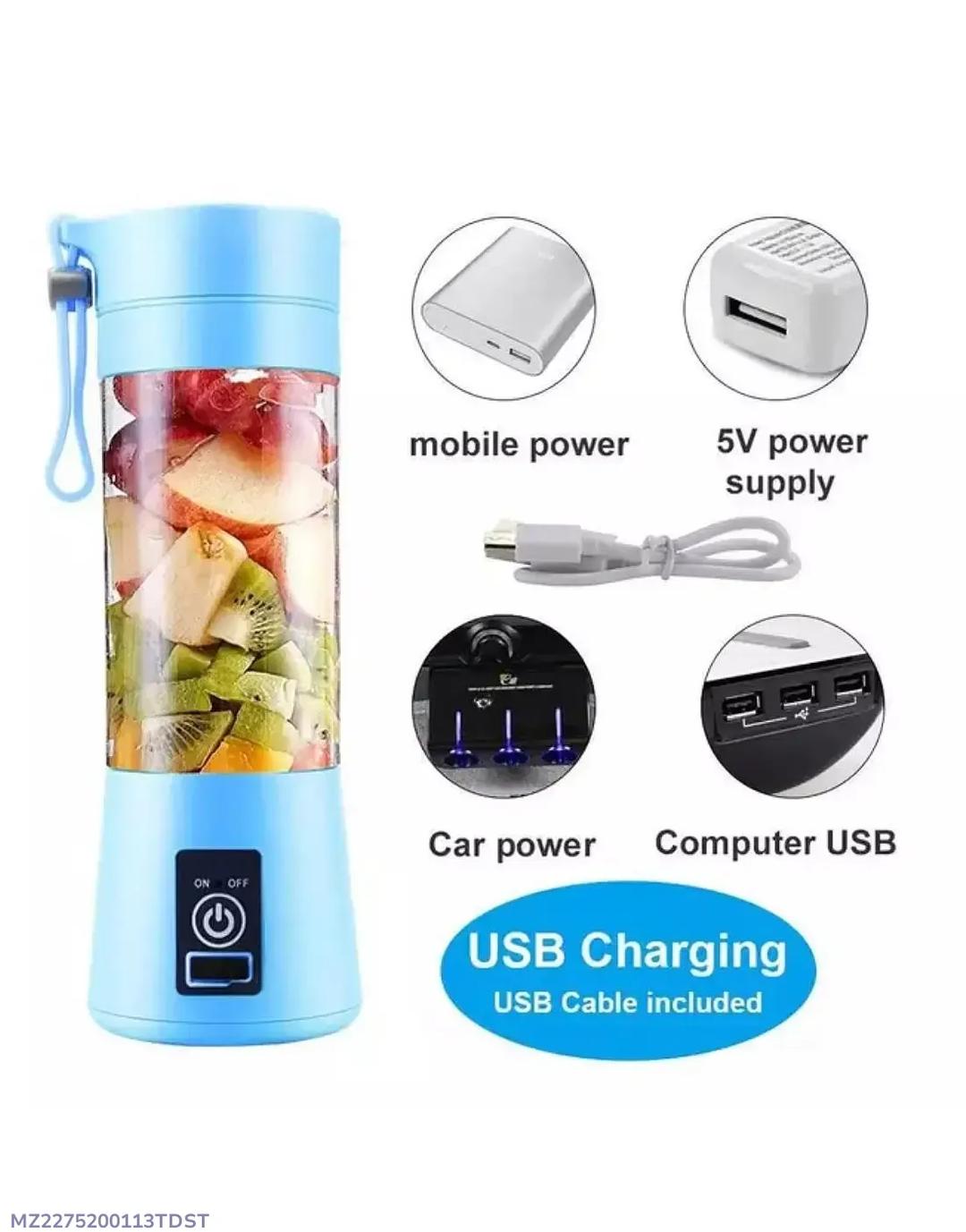 USB Rechargeable Juicer Blender 6 Blades 380ml Portable Electric Smoothie Maker Cup Mini Personal Size Juicer Bottle for Fruits, Shakes, Protein Drinks & Smoothies Travel-Friendly USB Blender Machine for Kitchen & Outdoor Use