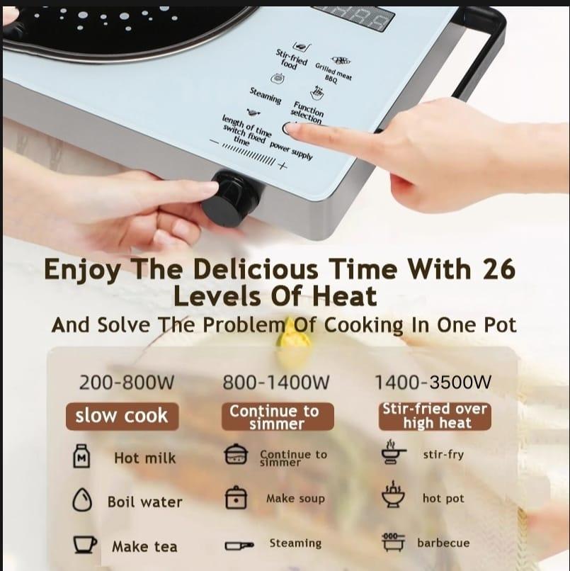 RAF 3500W Infrared Cooker | Multi-Function Electric Hot Plate with Fast Heating Light Wave Technology, Touch Control Panel, Durable Crystal Glass Surface & Energy Efficient Design