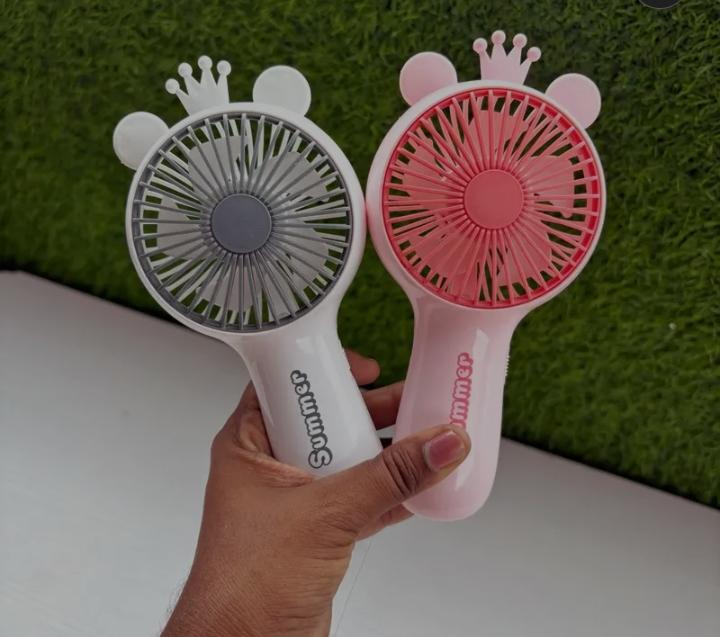 Mini Crown Hand Fan LED Light USB Rechargeable Portable Fan